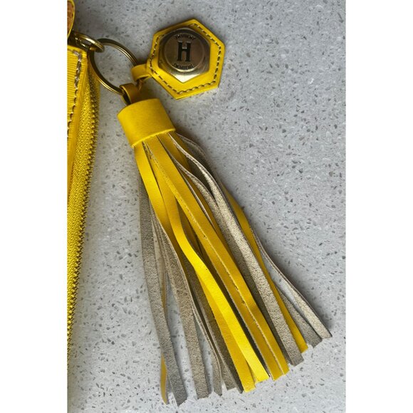 Yellow JW Hulme Leather Crossbody Bag With Tassel Accent & Adjustable Strap - Picture 10 of 14